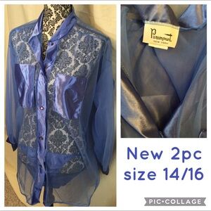 Sheer Blue Lingerie Set 2 pc Lg 14/16 NWOT